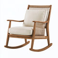 Sedia a dondolo 70 x 90 x 100 cm in legno marrone con rivestimento beige stile nordico